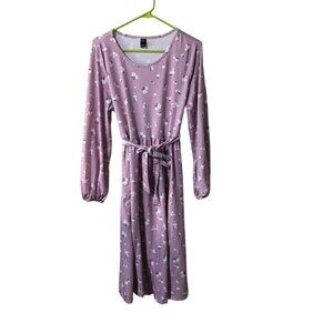 EMERY ROSE PURPLE FLORAL DRESS WOMENS SIZE LARGE